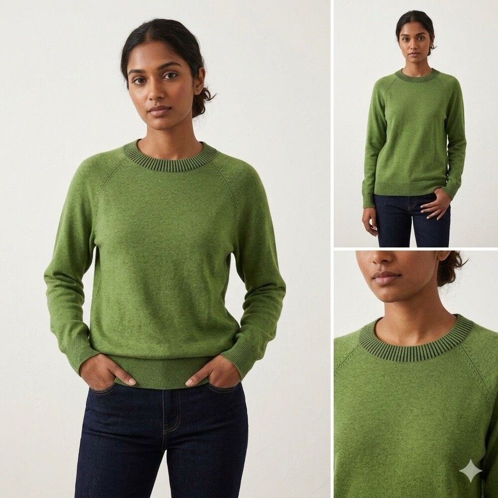 NWT Woolrich Women's Plum Run Knit Crewneck Raglan Sweater Heather Green Sz M